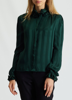 Шелковая блузка Saint Laurent зеленого цвета, фото